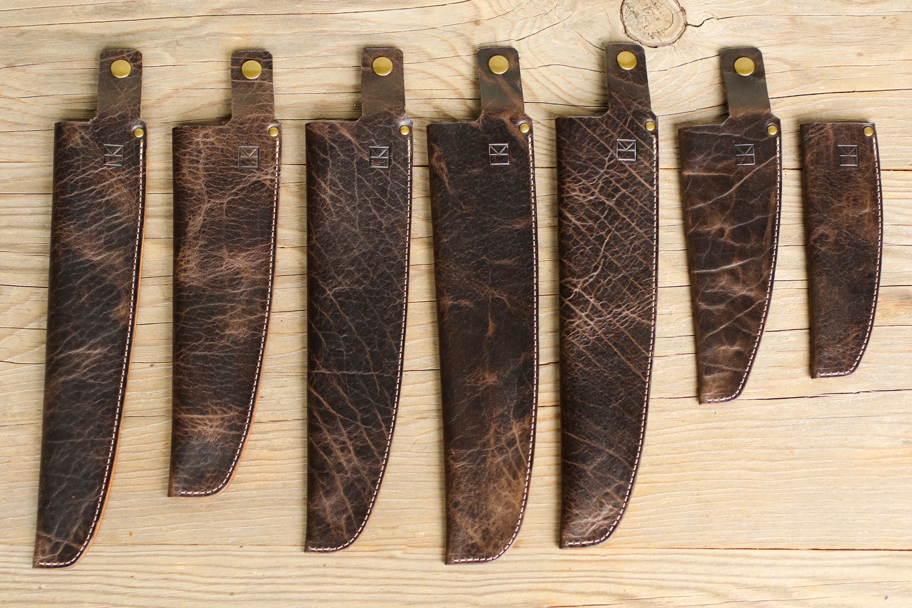 Custom American Bison leather knife sheaths 