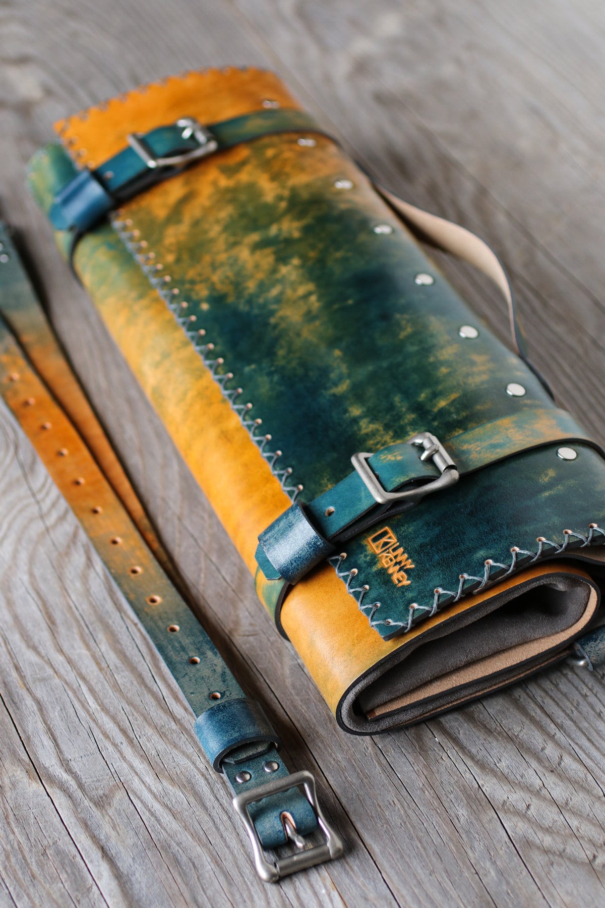 Fire and Water Italian Leather Knife Roll