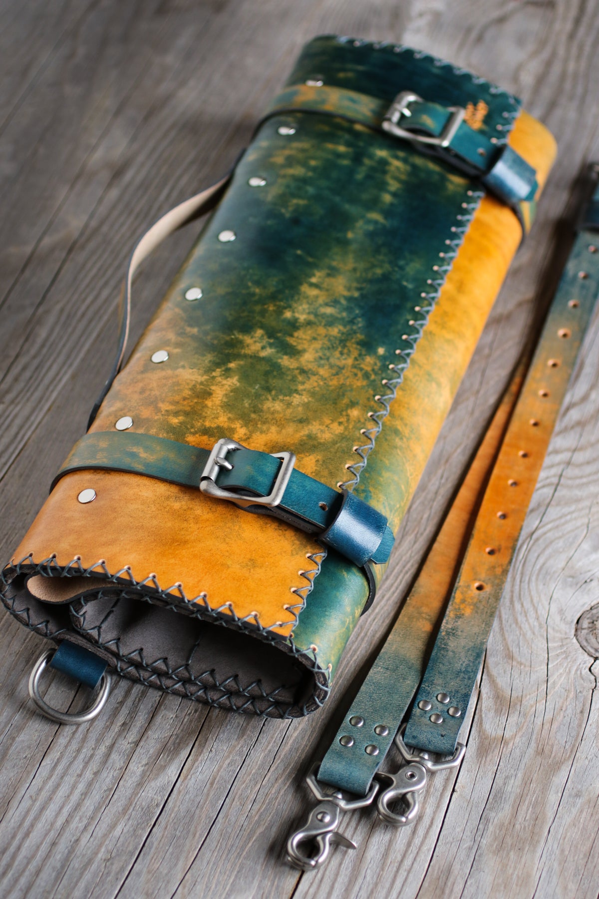 Fire and Water Italian Leather Knife Roll