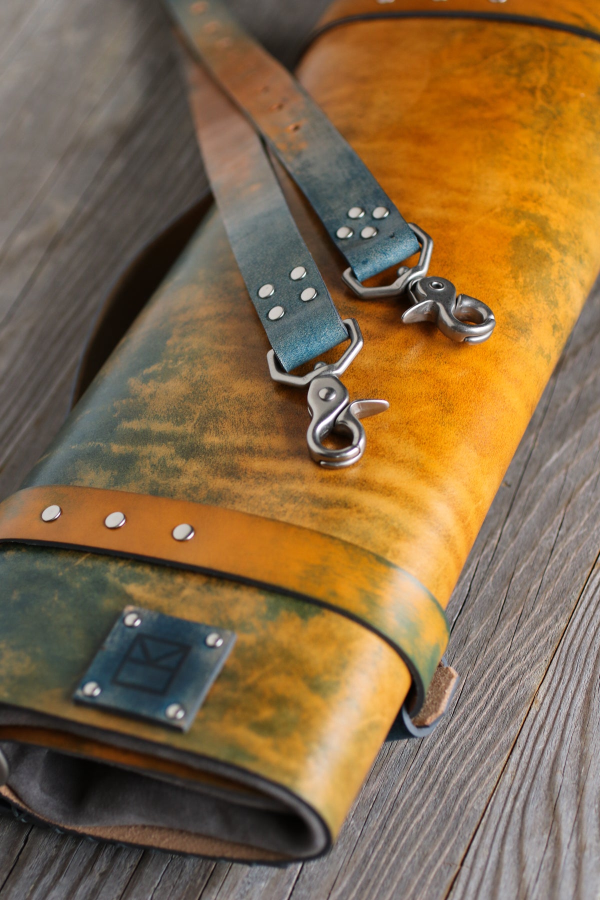 Fire and Water Italian Leather Knife Roll