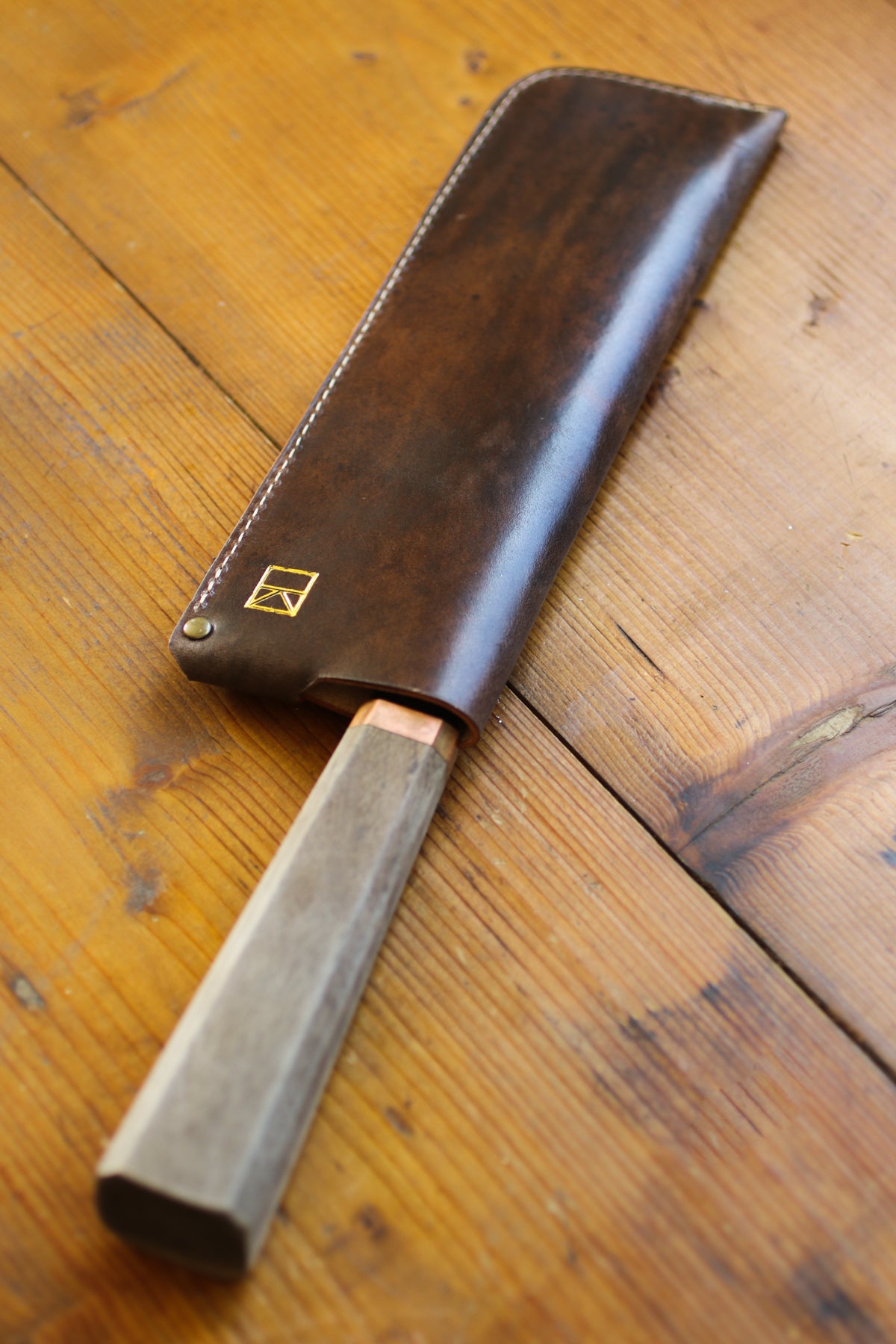 brown leather knife sheath