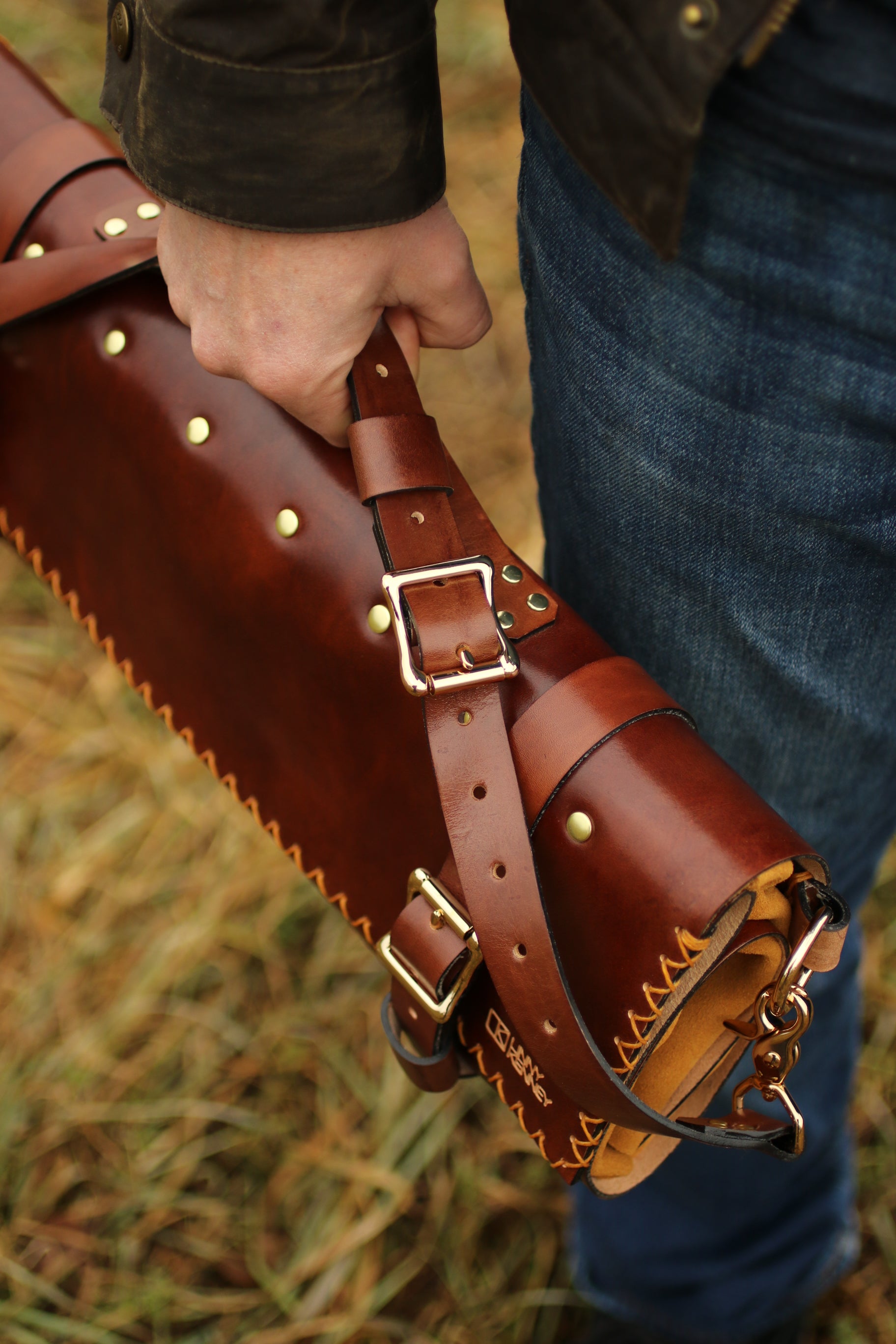 Italian leather knife roll for chef