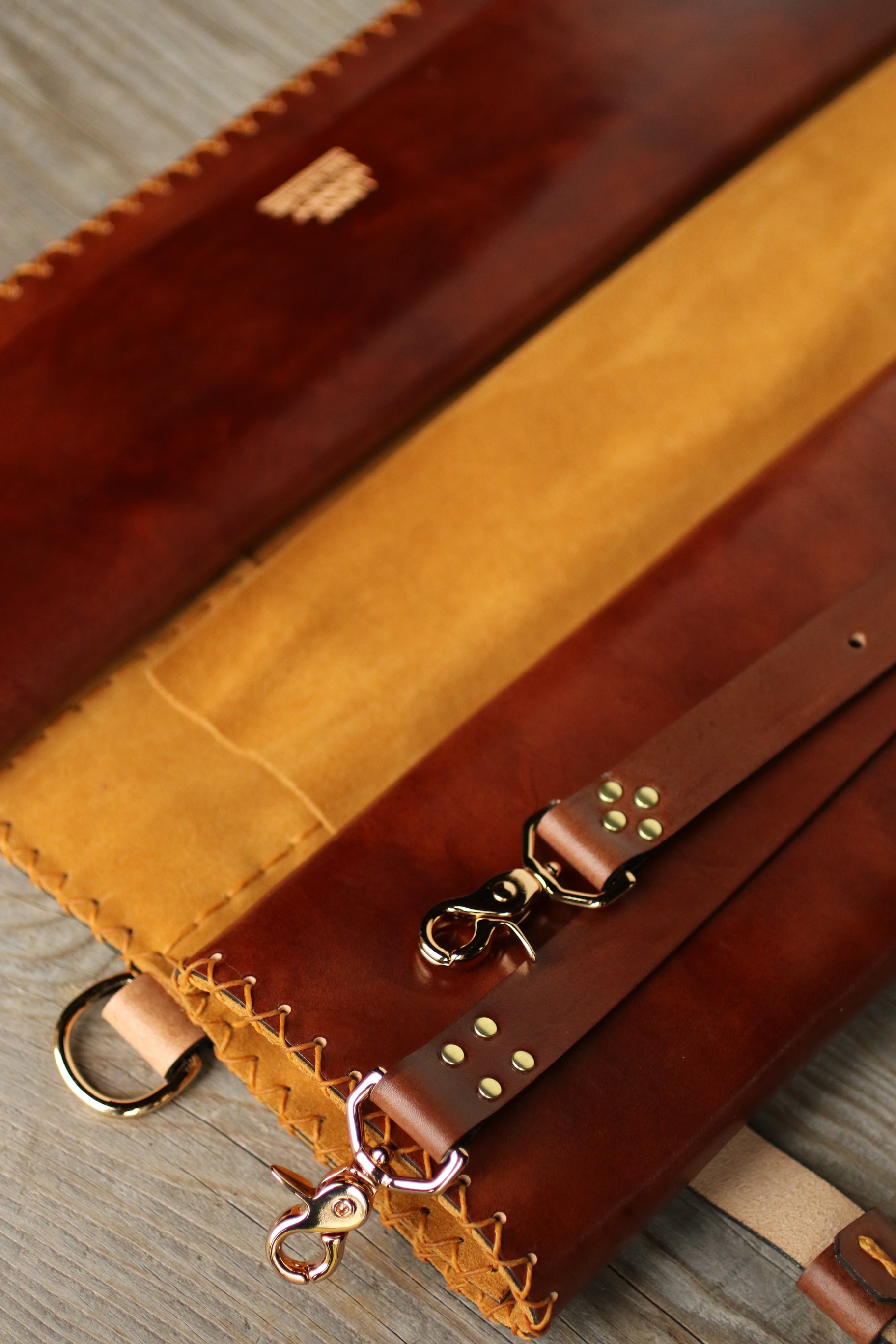 Italian leather knife roll for chef