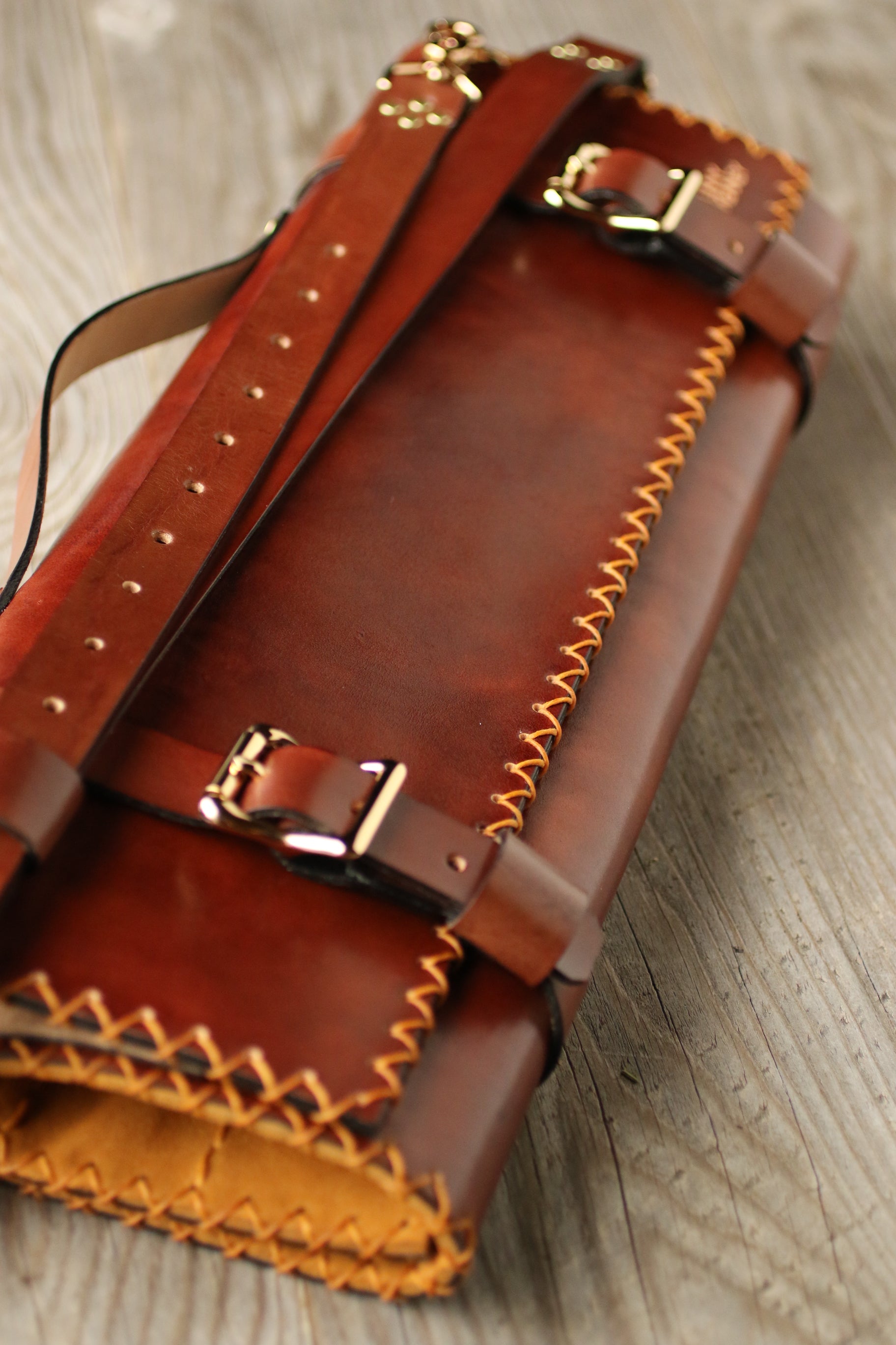 Italian leather knife roll for chef