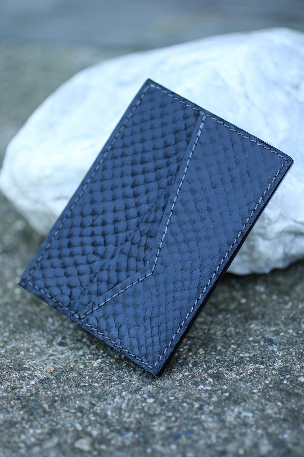 Black salmon skin golden ratio wallet