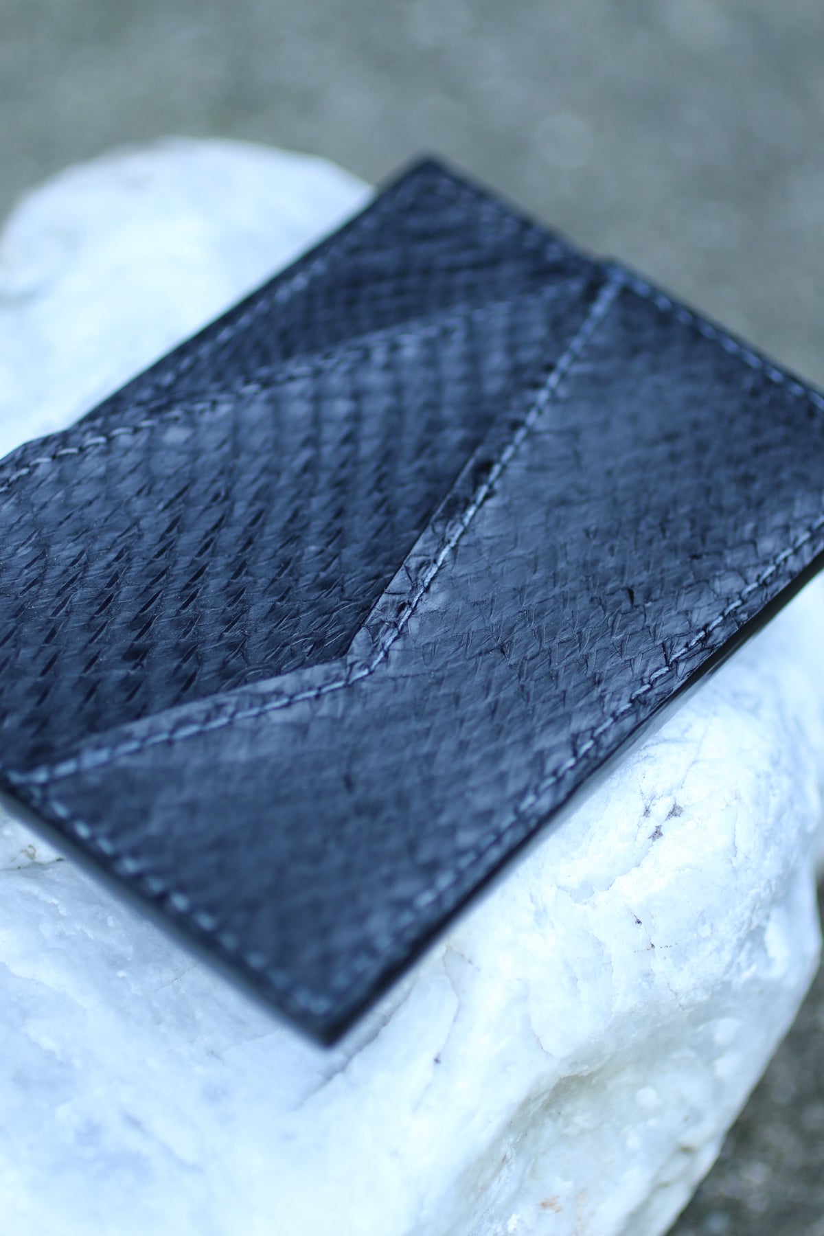 Black salmon skin golden ratio wallet