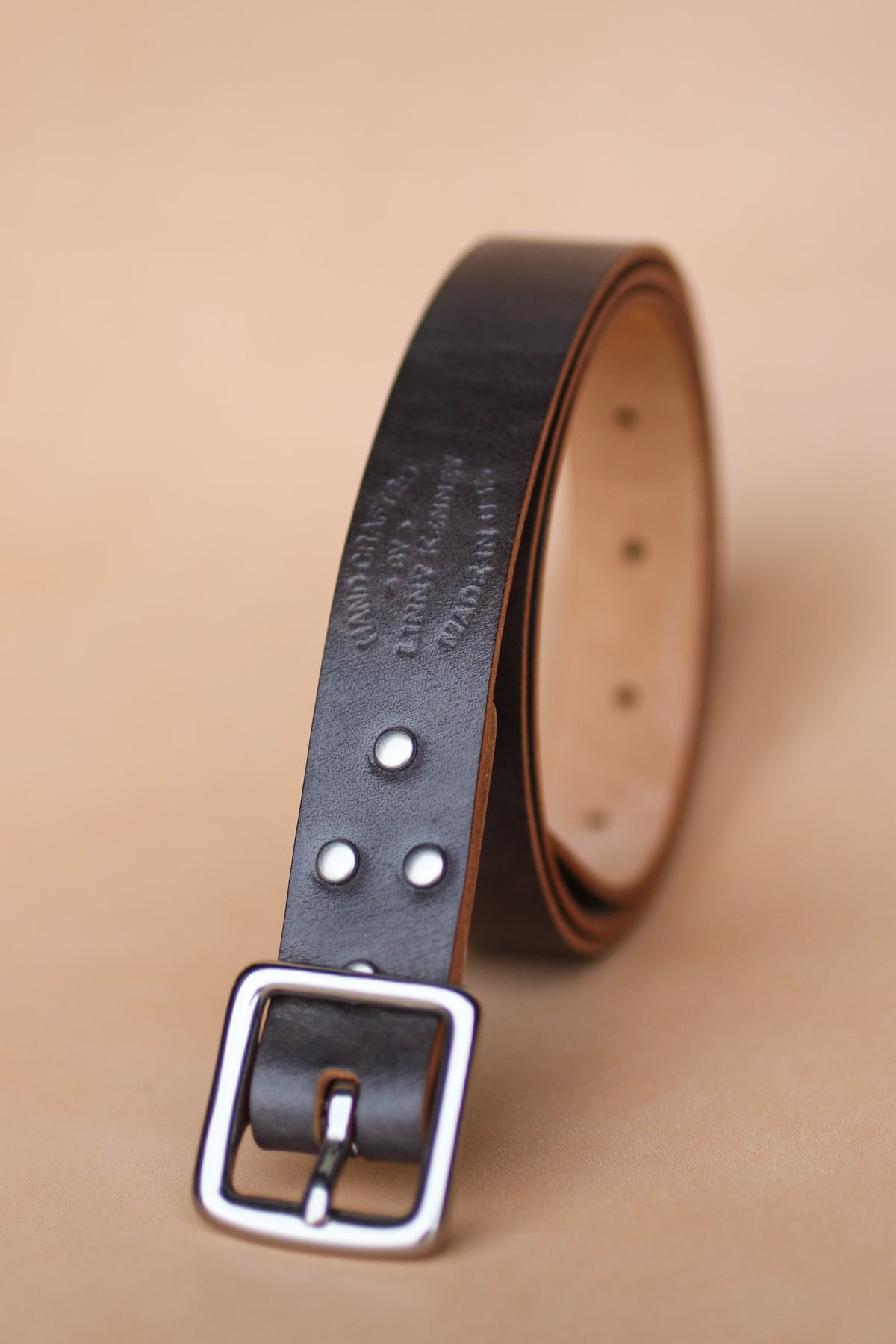 Grey Skinny Italian Vachetta Leather Belt