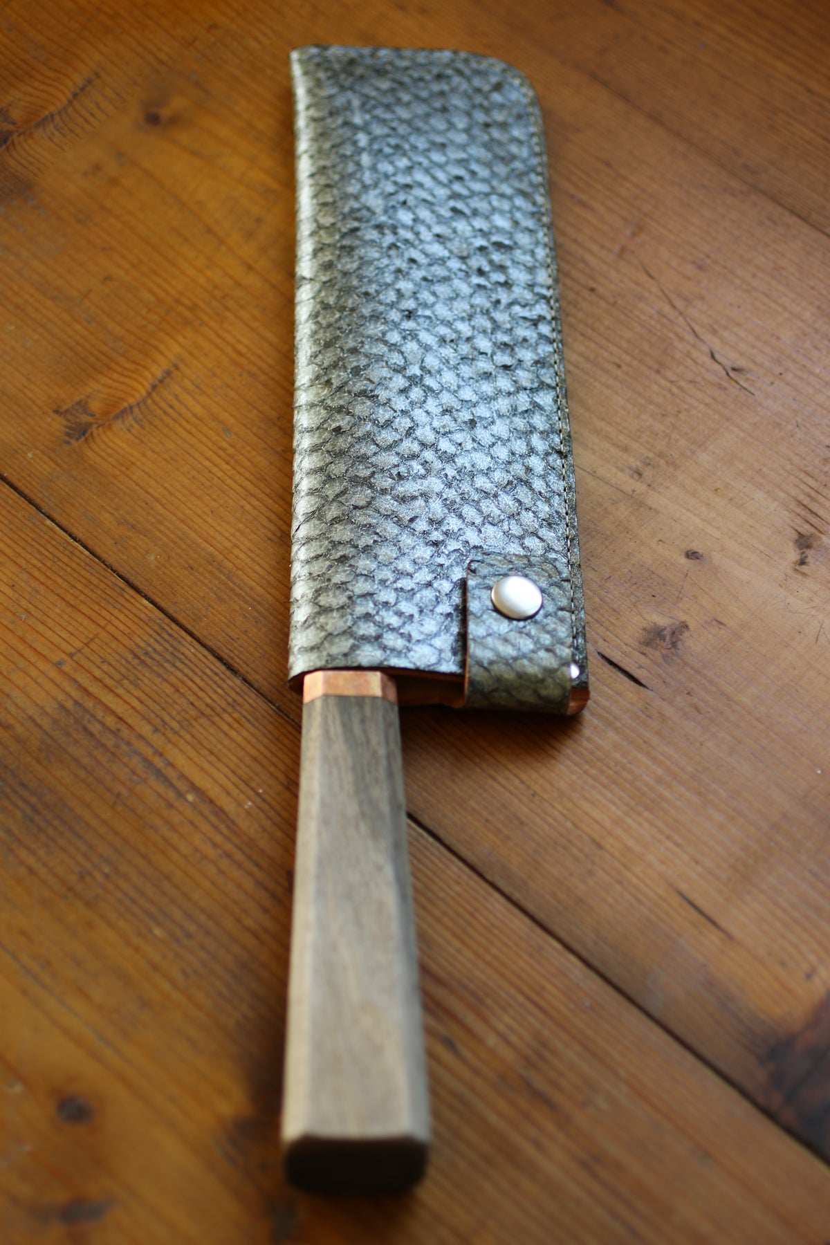 metallic leather knife sheath