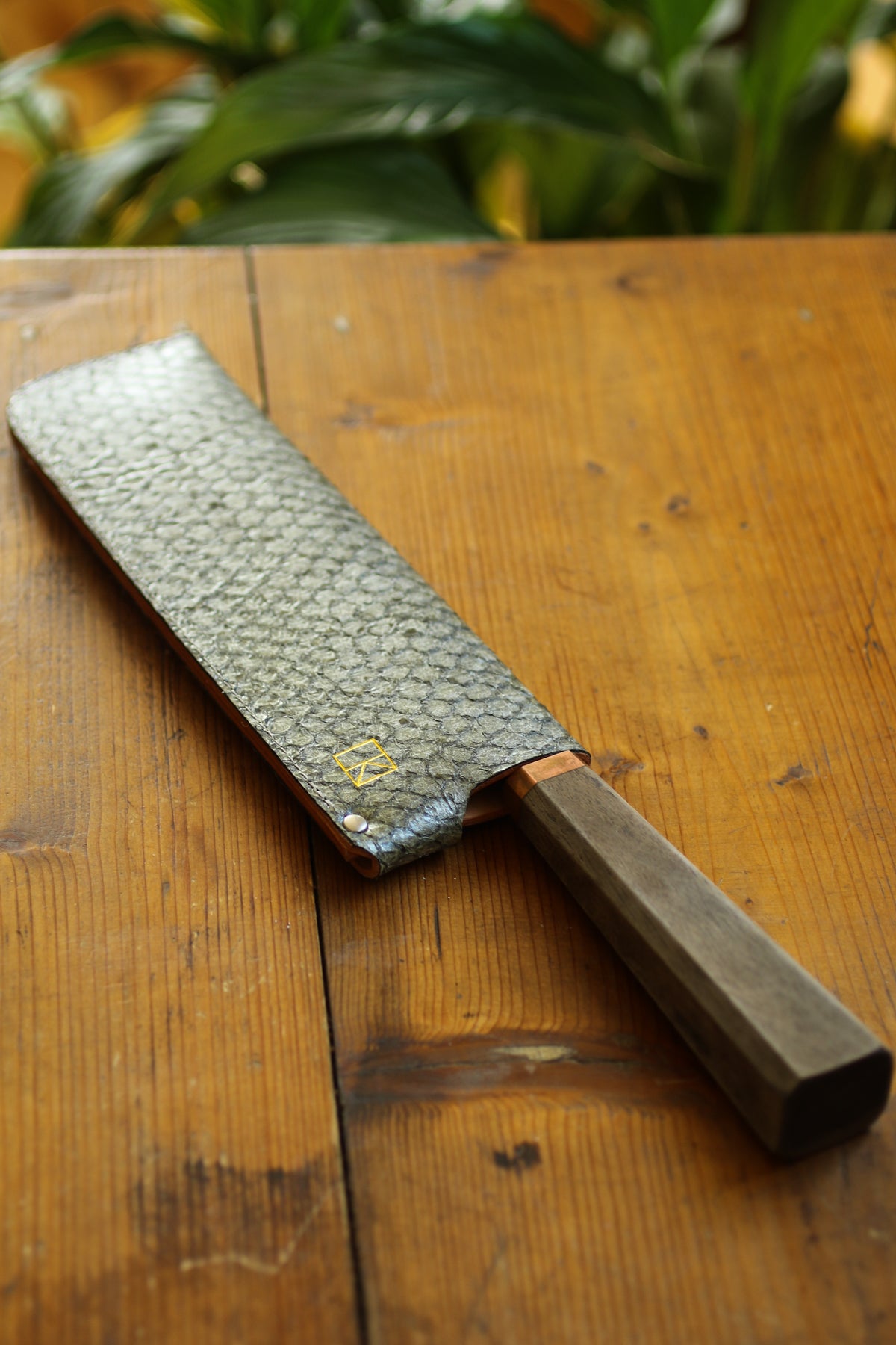 Metallic Perch Leather Knife Sheath