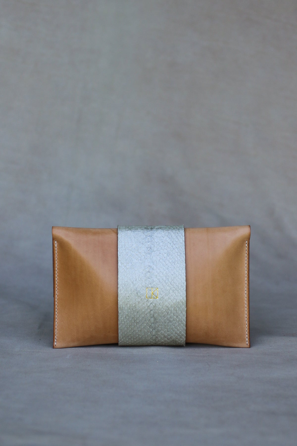 Italian leather and salmon leather clutch