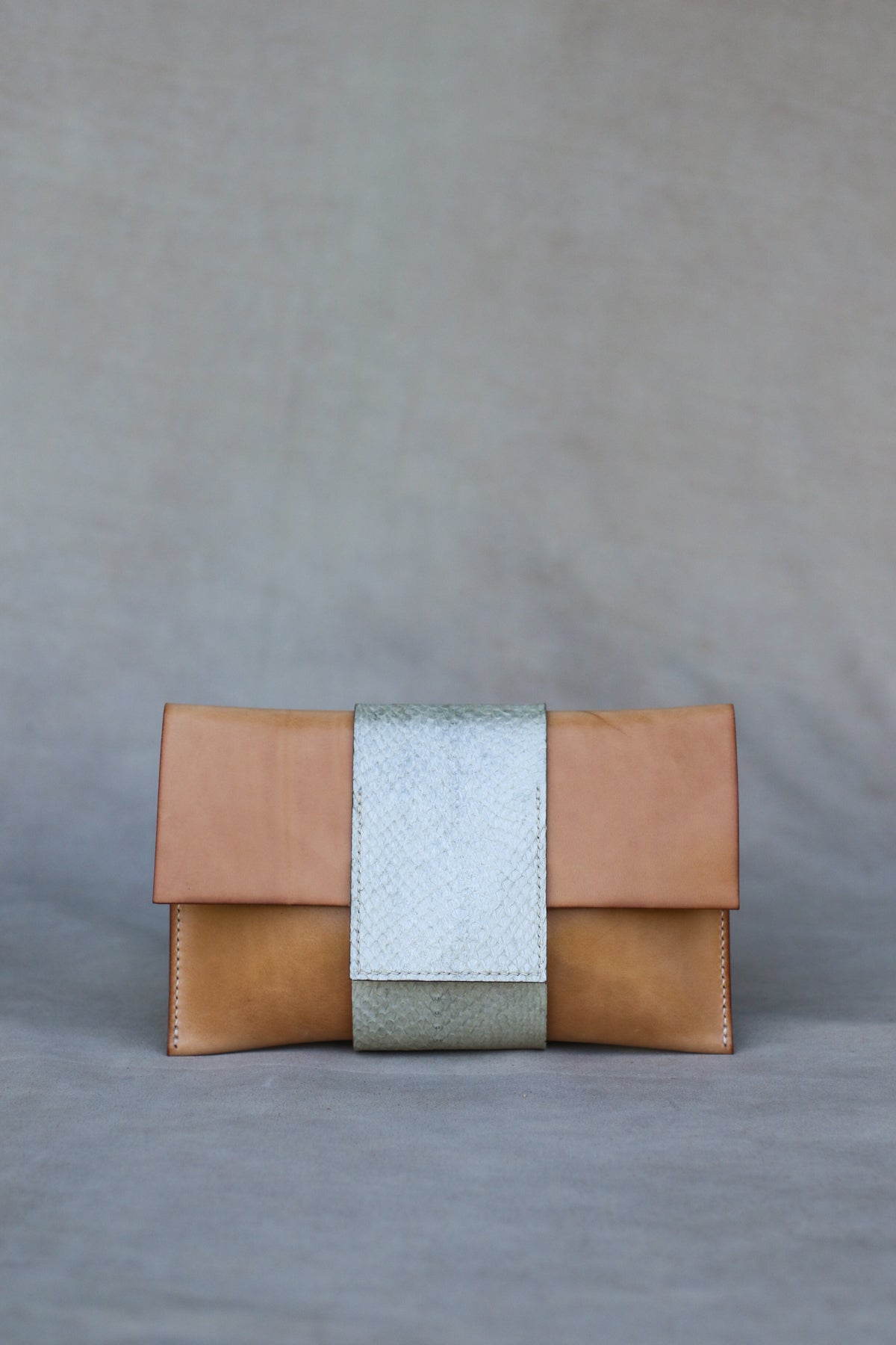 Italian leather and salmon leather clutch