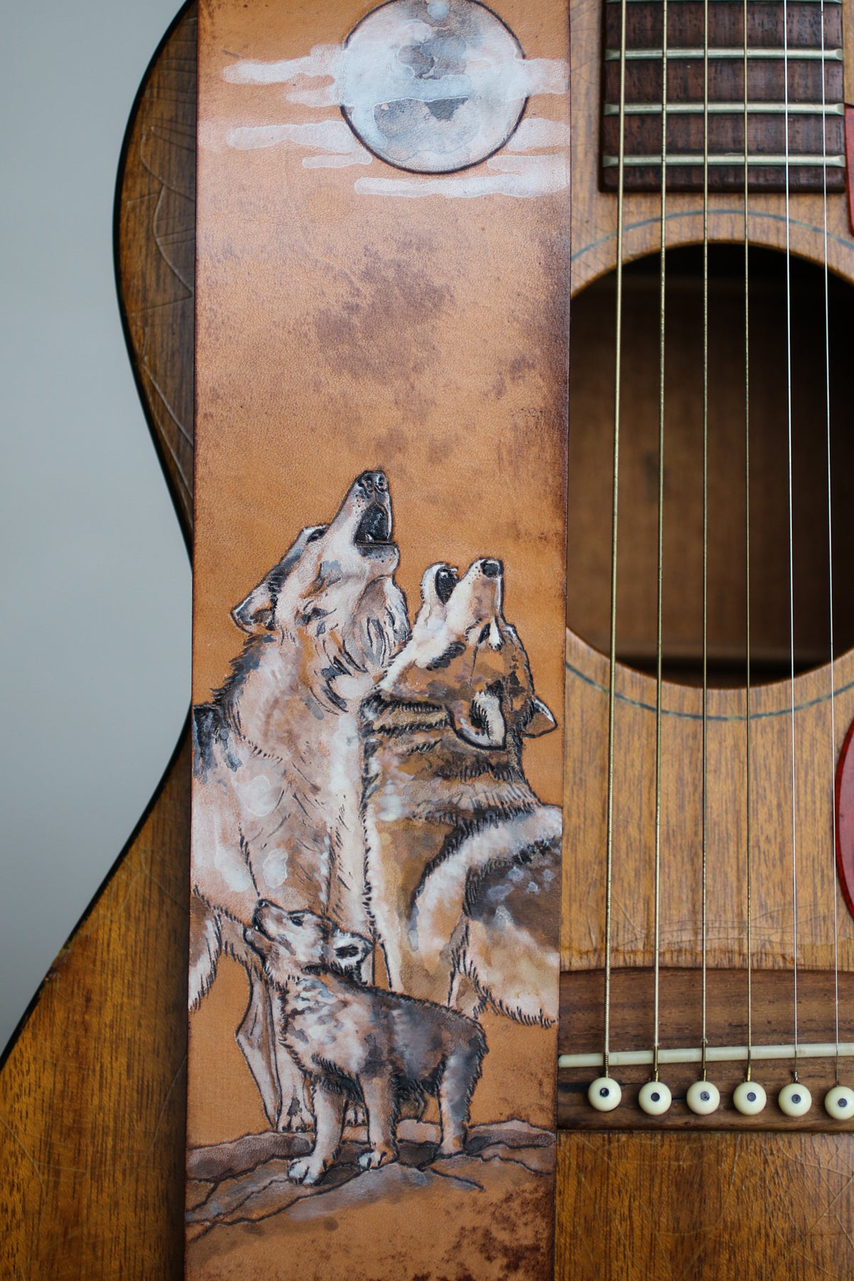 howling wolf family guitar strap